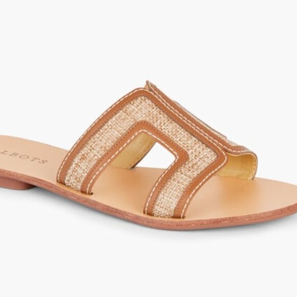 Talbots Shoes - Talbots Tan and Natural Woven Slide Sandals